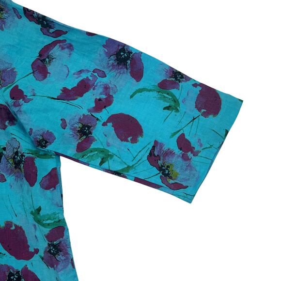 C.M.C. Color Me Cotton Floral Art to Wear Lightweight Button Down Top Women's XL - Picture 3 of 6